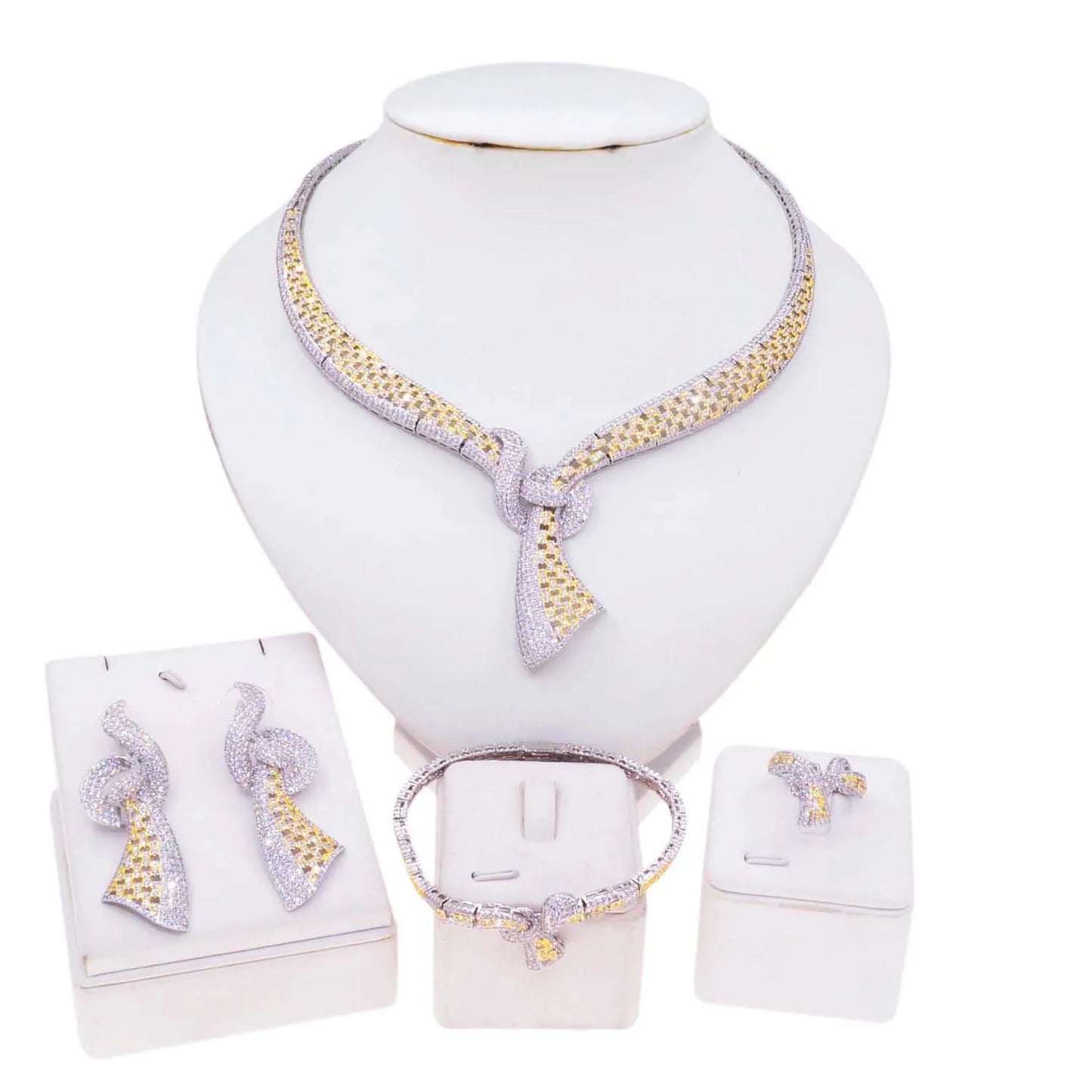 Zhuerrui American 18K Gold Brass Jewelry Set Simple Silver Necklace Jewelry Sets Fashionable Costume Accessories HZ23200138