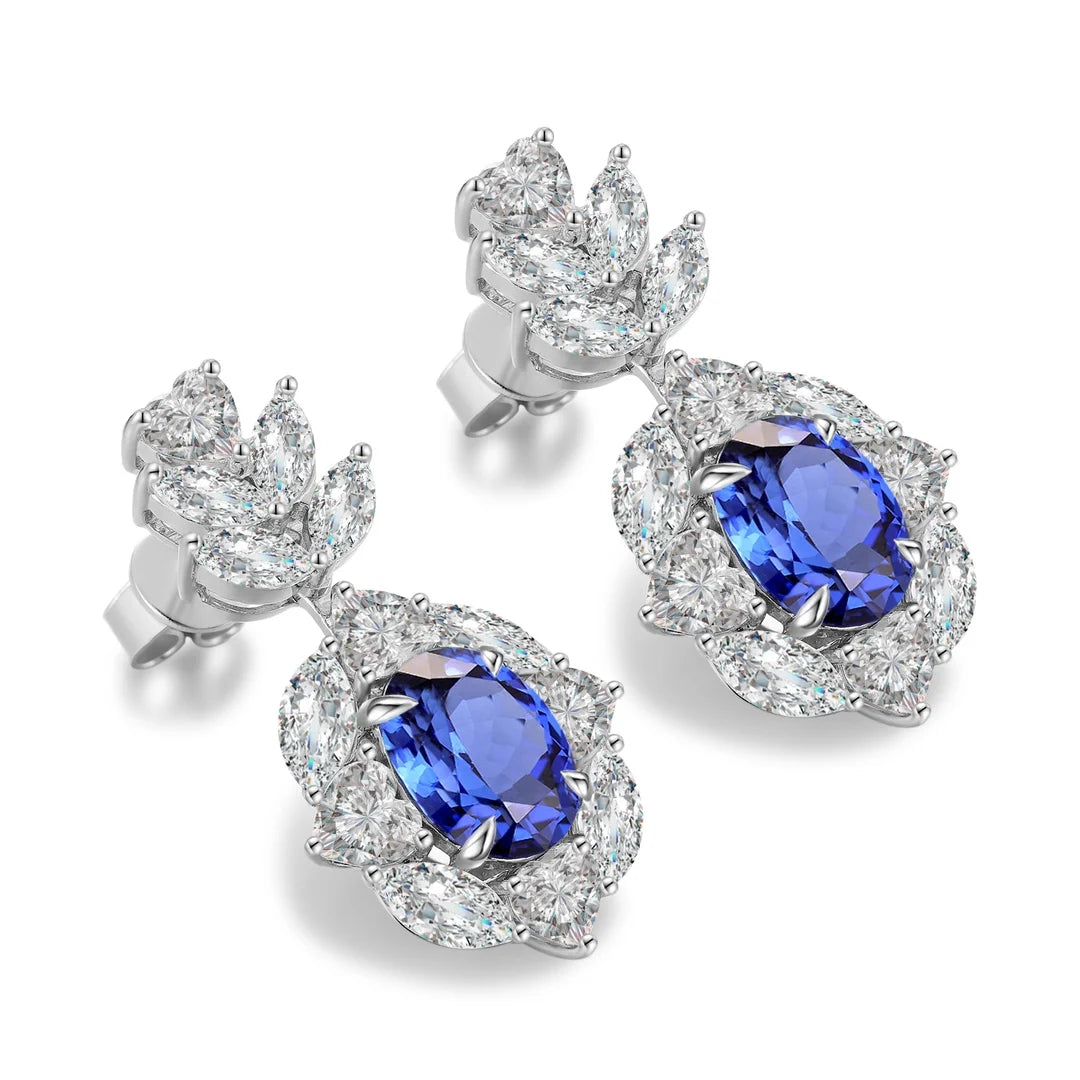 Gemfiori Anster High Quality S925 Lab Grown Sapphire Earring Stud Dainty Gemstone Stud Earrings for Women Daily Wear Gift