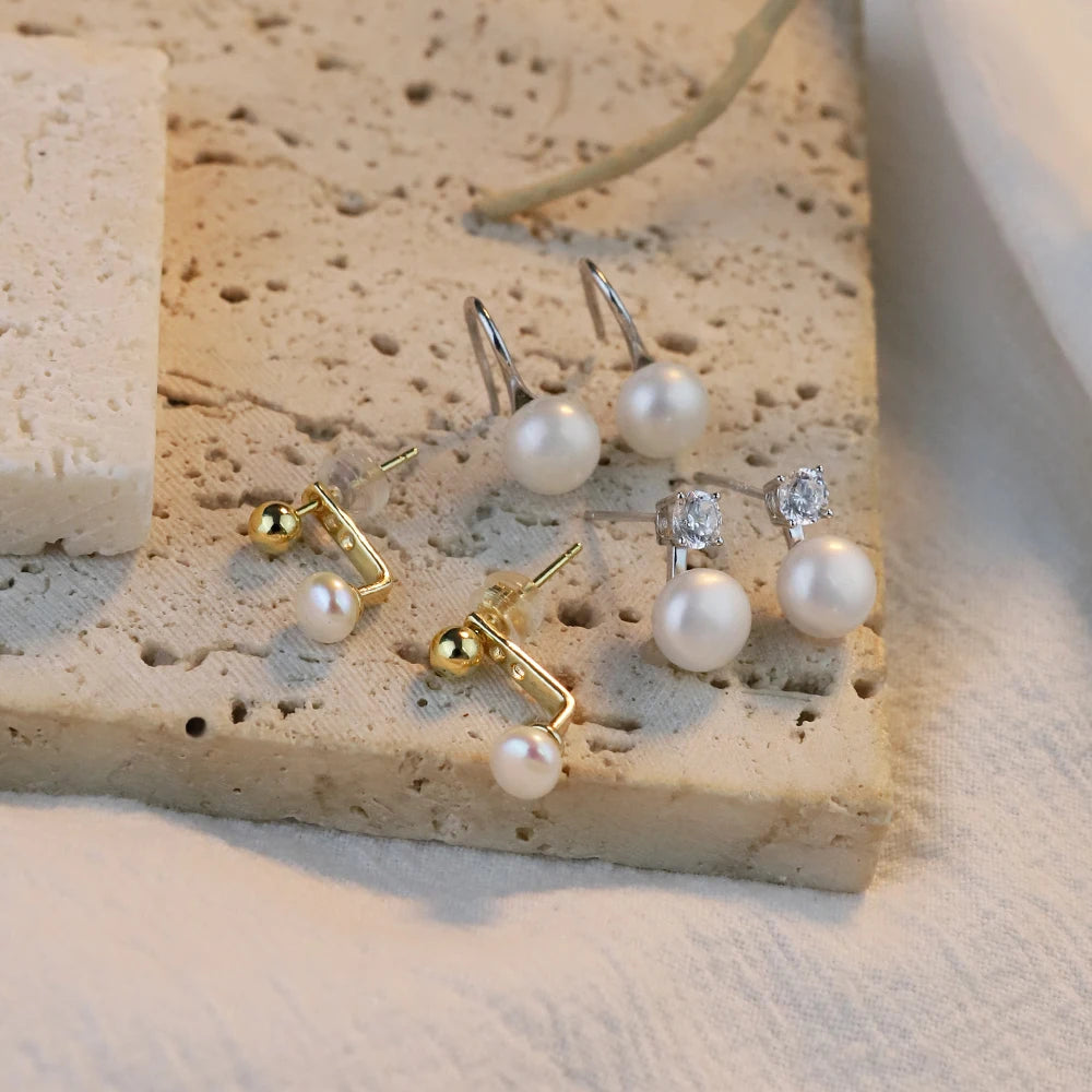 Natural Freshwater Pearl Stud Earrings for Women, Delicate Niche, High-end Earrings, Fashionable  Luxury Temperament Earrings