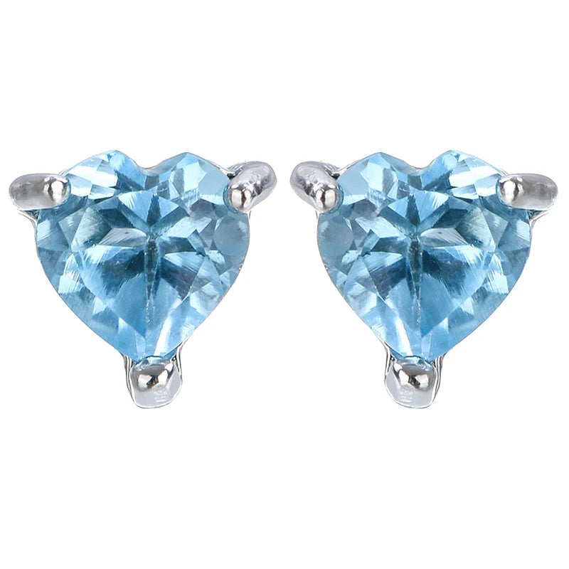 Gioiellieri High Quality 925 Sterling Silver Stud Earrings Featuring Natural Sky Blue Topaz Stone, Elegant Gift For Women