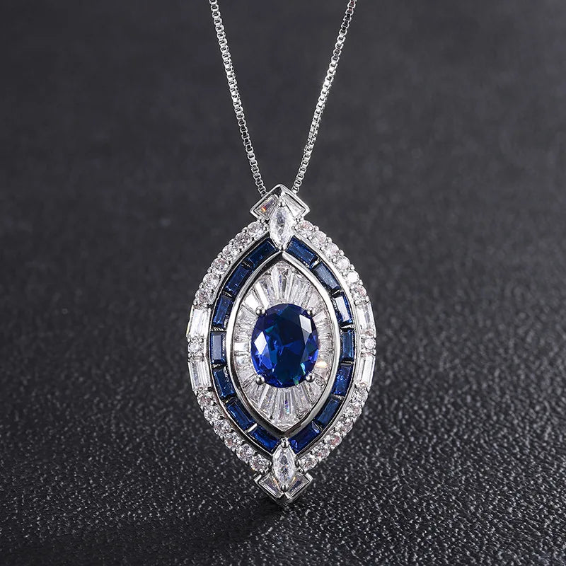 Gemfiori European and American Style Fashion Micro Inlaid Zircon Pendant Ring Luxurious and Atmospheric Diamond Ring Accessory Set