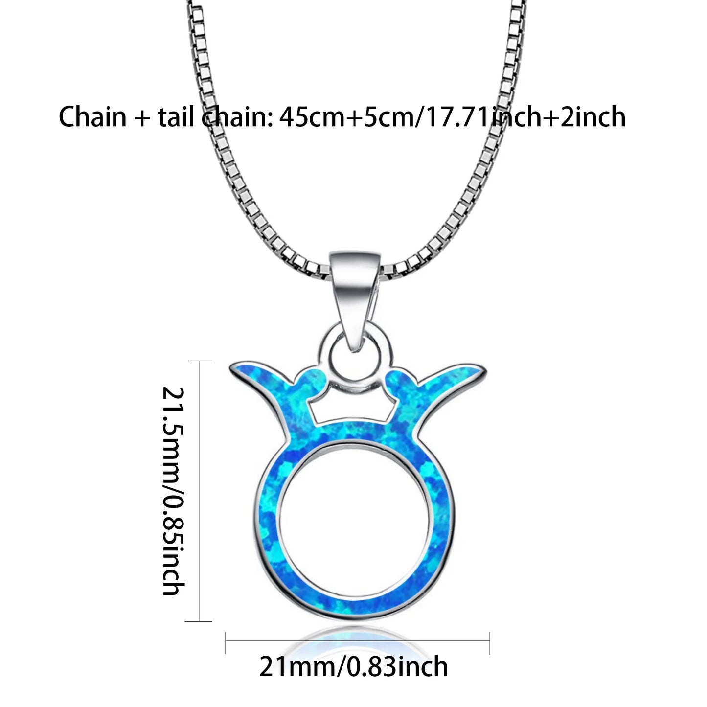 Taurus Zodiac Pendant - Blue Opal Inlaid Silver Plated Horoscope Jewelry for Women Wholesale