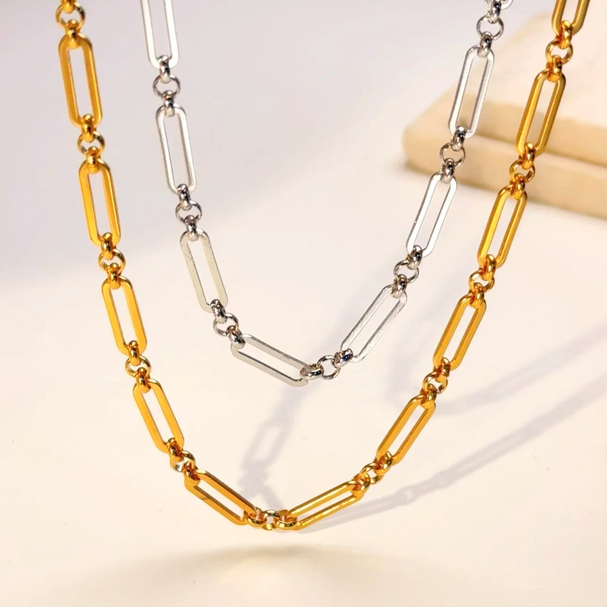 FASHIONISTA Non Tarnish Waterproof Choker Women Stainless Steel Chain Jewelry Making PVD Gold Plated Chunky Necklace DIY Handmade Link Chain