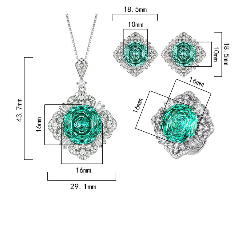 Gemfiori Luxury and High-end Sparkling Zircon Necklace Earring Ring Set Bridal Jewelry Three Piece Set Wedding Accessories