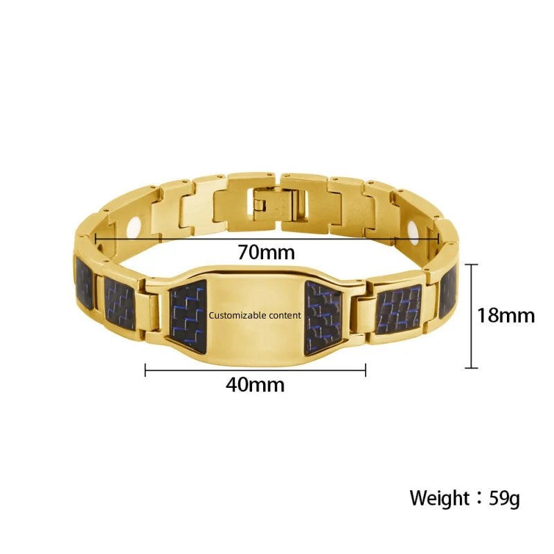 Wholesale Therapy Energy Cuff Men Germanium Magnetic Bracelet Japanese Bio Stainless Steel Health for Man Hologram Bracelets