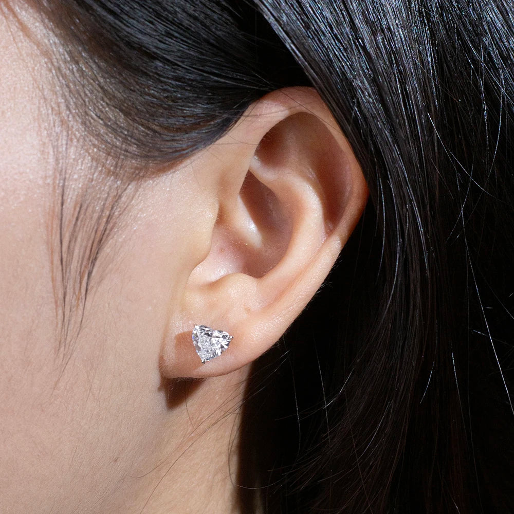Gemfiori MSE-819 9K Gold With 1ct Loose Lab Grown Diamond Heart Cut Solitaire Earring Hop Sale Gold Gemfiori Promotion Price