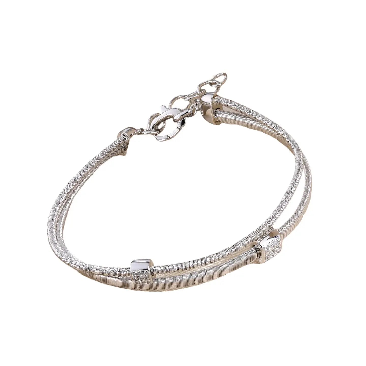 MuShan Jewelry Factory S925 Pure Silver Gold String Chain Bracelet for Women's High Carbon Diamond Light Luxury Jewelry