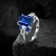 MuShan Jewelry Factory S925 Silver 4 Carat Artificial Gemstone Rectangular 8*10 Ring High Carbon Diamond Light Luxury Ring