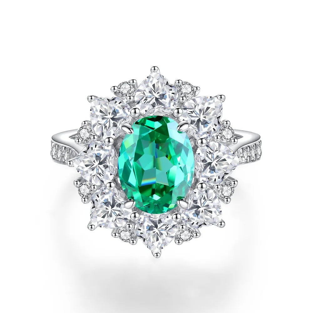 Elegant Women 925 Sterling Silver Emerald 5A 8A Cubic Zirconia Ring Promise Wedding Rings Custom Jewelry Manufacturing OEM/ODM