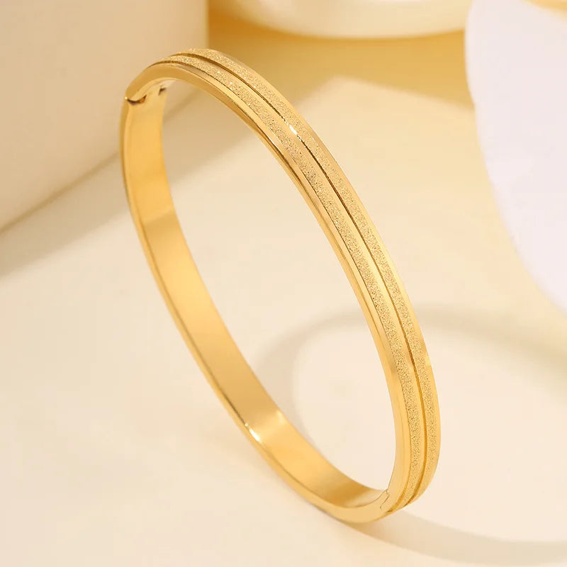 REBEL Stainless Inoxydable Stainless Steel 18K Gold Plated Roman Women Fashion Jewelry Bracelets Bangles