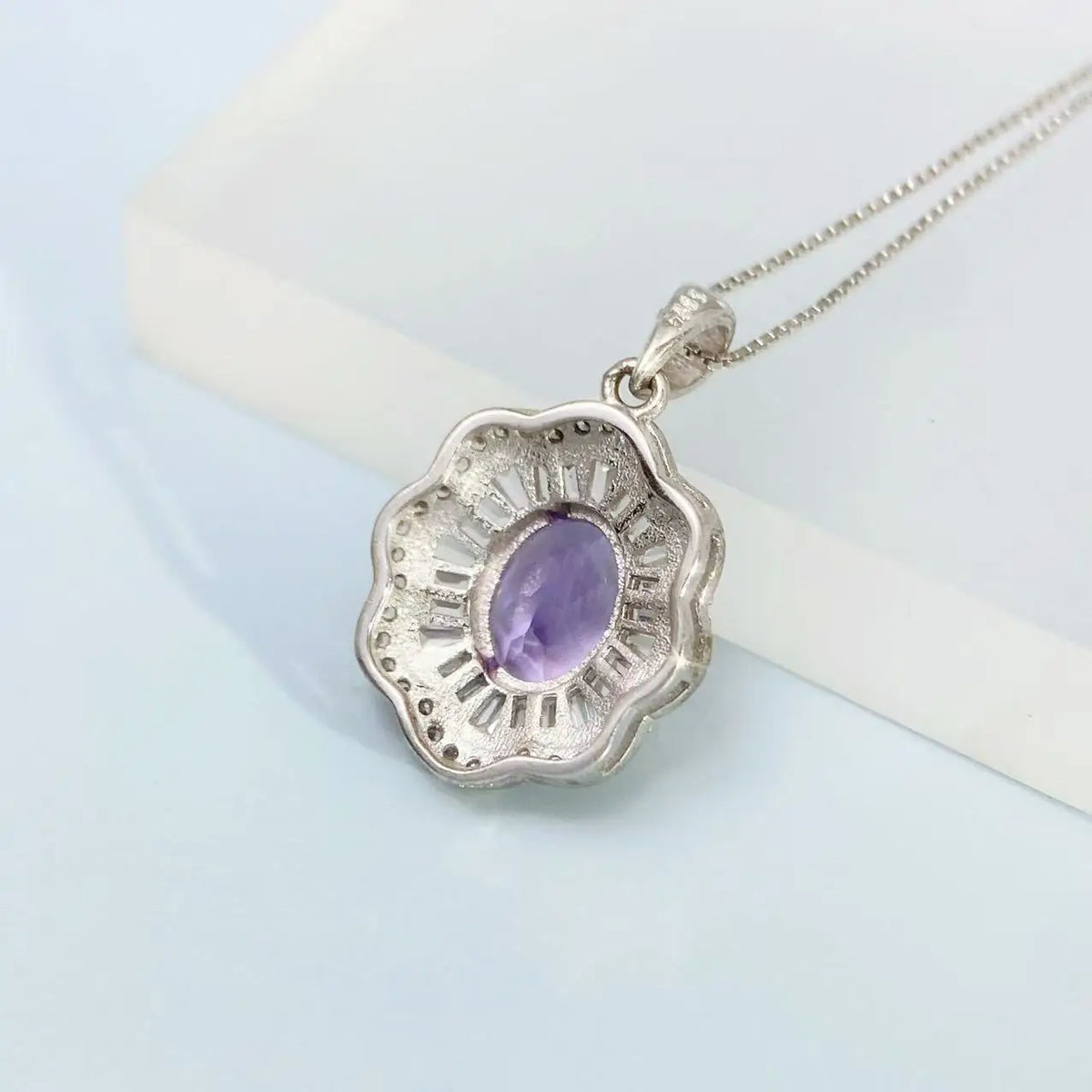 Gioiellieri Amethyst Necklace for Women with Natural Purple Pendant 925 Sterling Silver February Birthstone Healing Crystal Fine Jewelry