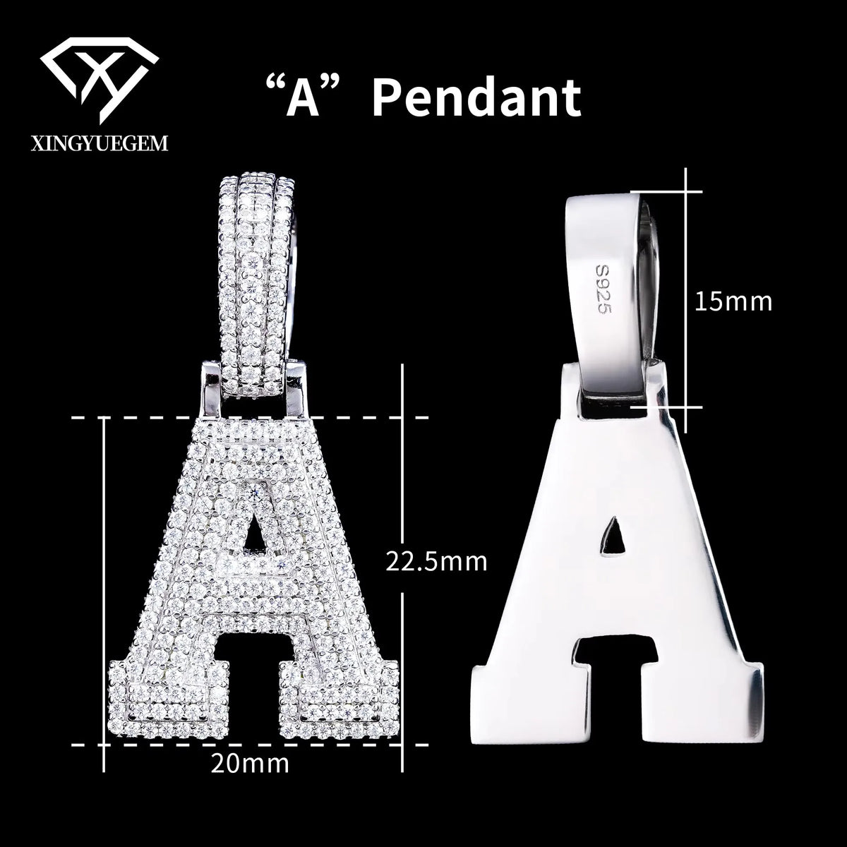 ArtistA Custom Hip Hop Fine Jewelry 925 Sterling Silver White Gold Plated GRA Certified Brilliant Cut Moissanite Pendant
