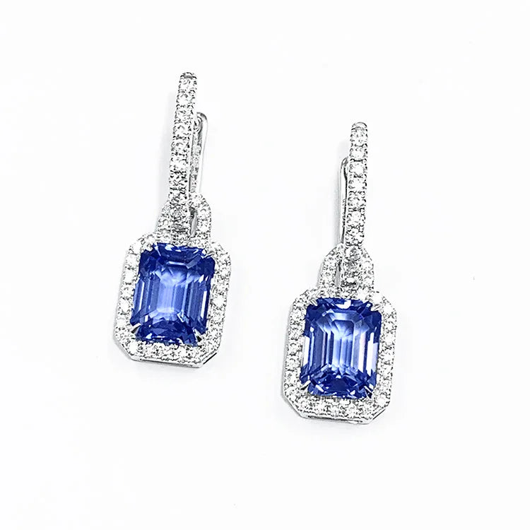 Gemfiori 18K Gold Inlaid Synthetic Colored Gemstones Detachable Earrings Dual Purpose Earrings Fashion Lab Grown Diamond Earrings