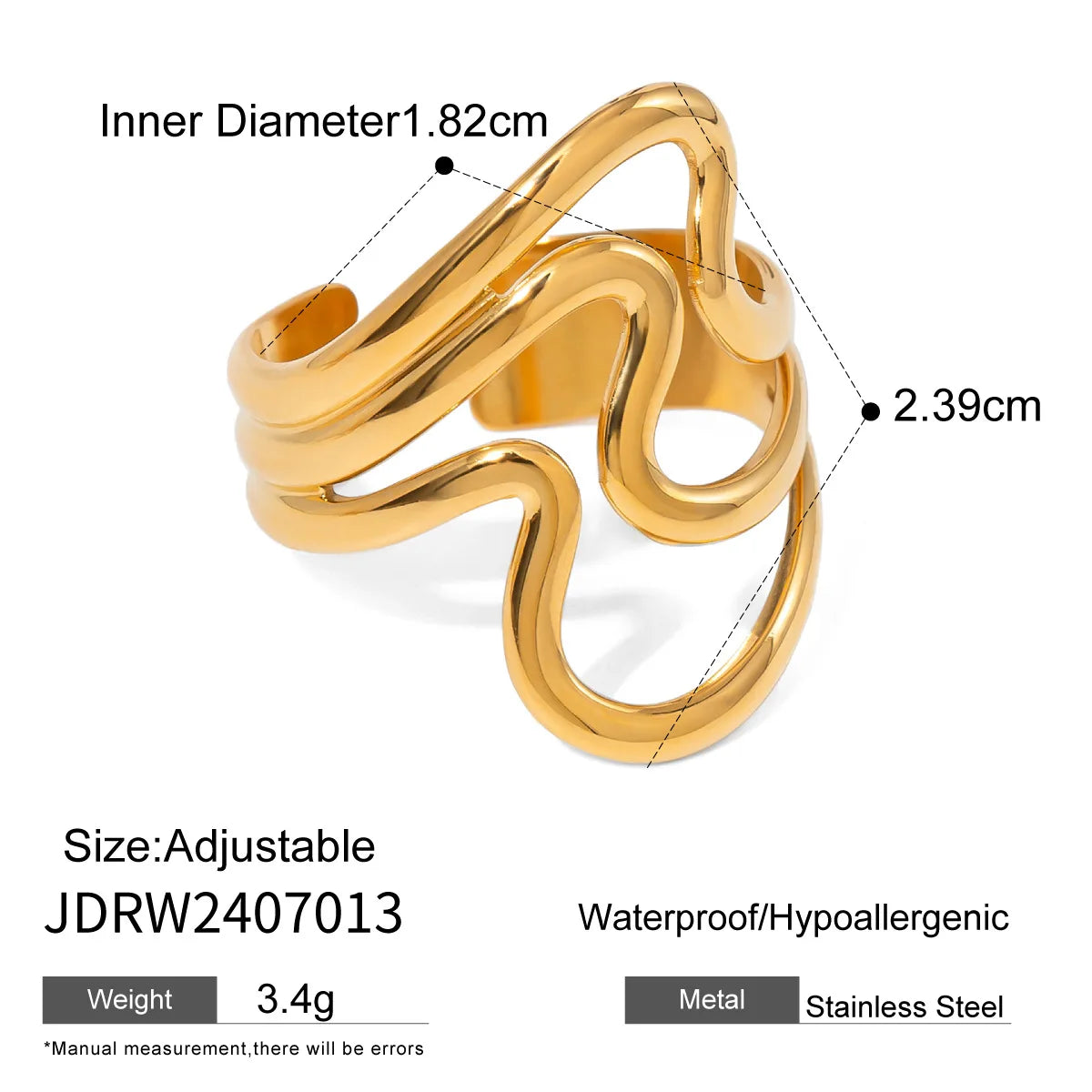 S&S Special-Shaped Natural Stone Ring | 18K Gold Plated | S&S