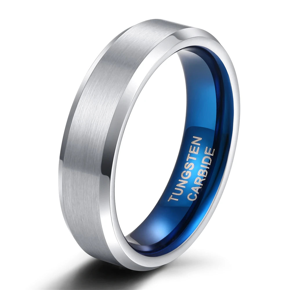 REBEL Blue-Plated Brushed Tungsten Carbide Ring