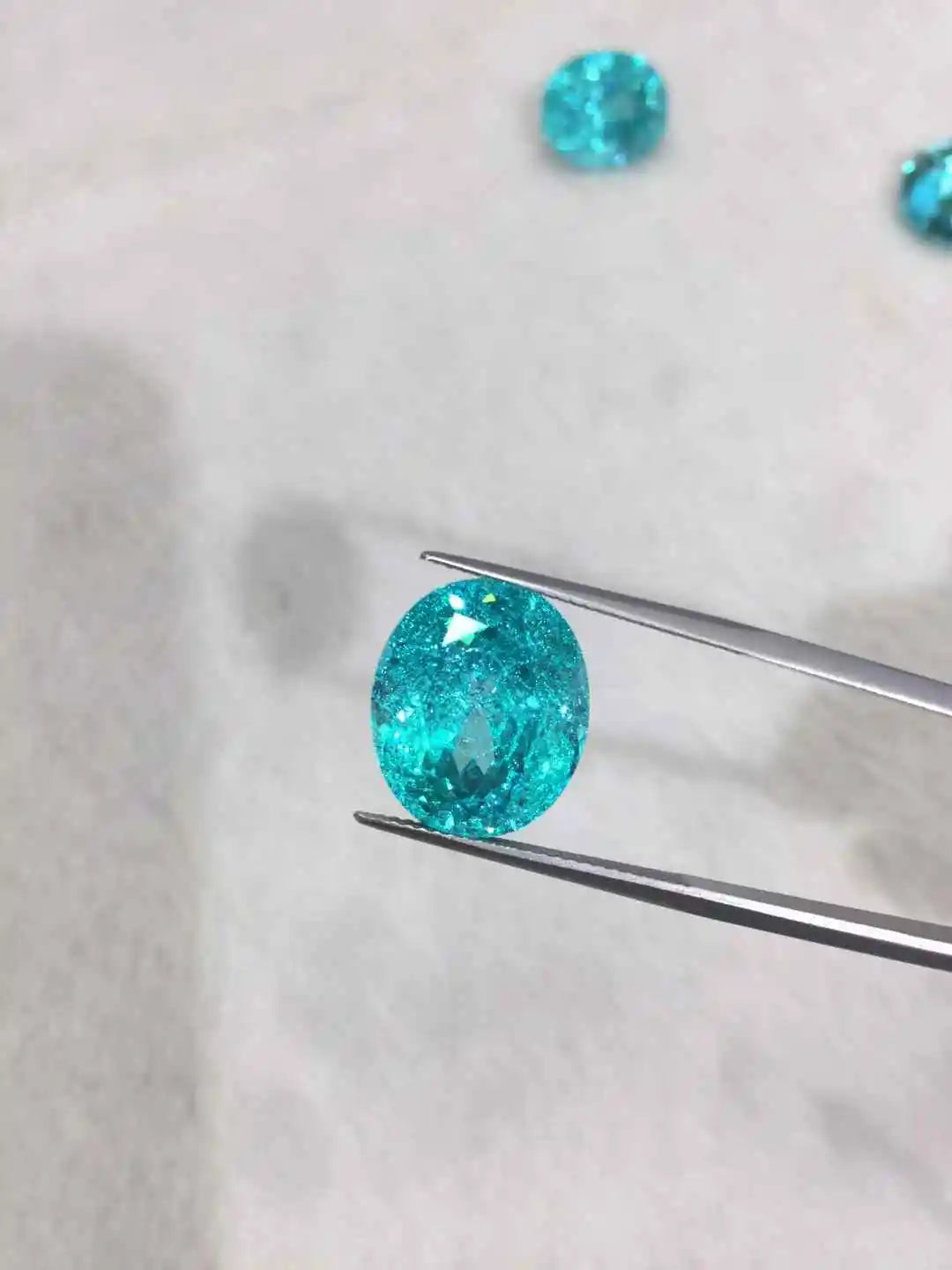 REDheart High Quality Handmade Jewelry Making Rings Lab Grown Paraiba Tourmaline Ice Crack Oval Blue Diamonds Loose Gemstones