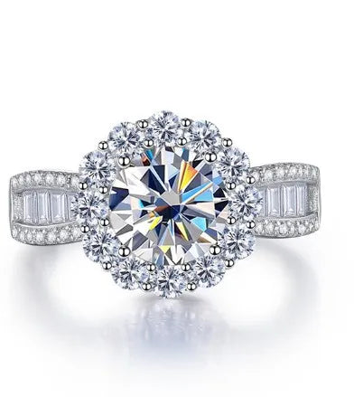 Luxury 2 Karat Moissanite Ring Fine Jewelry S925 Sterling Silver pink Blue Green Moissanite Engagement Diamond Ring for Women