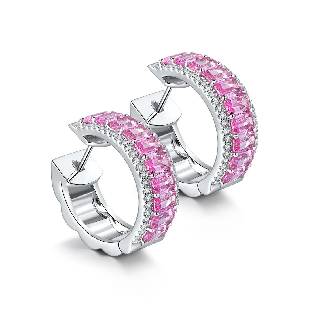 ArtistA Fashion Unique Pink Color Sapphire Earrings Lab Grown Gemstone Women Jewelry With Distinctive Charm for Custom