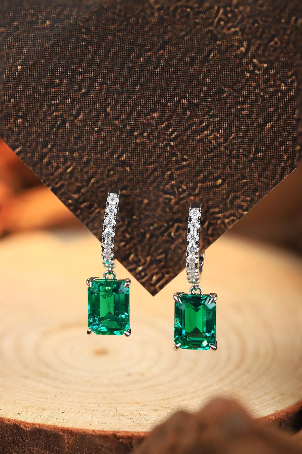 Gemfiori Anster High Quality S925 Lab Grown Emerald Earring Stud Dainty Gemstone Stud Earrings for Women Daily Wear Gift