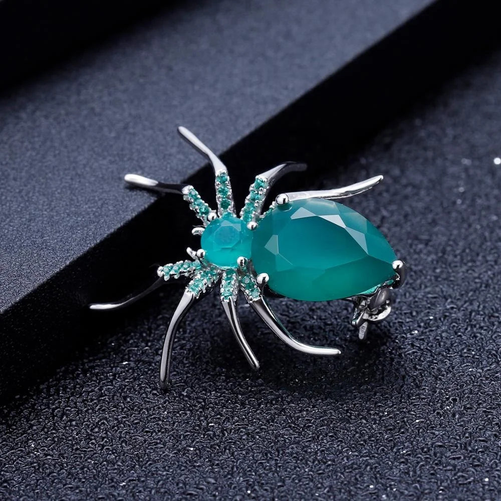 ArtistA C5210 Abiding Custom Natural Gemstones Amethyst Garnet Smoky Quartz Topaz 925 Sterling Silver Insect Spider Brooch Pin