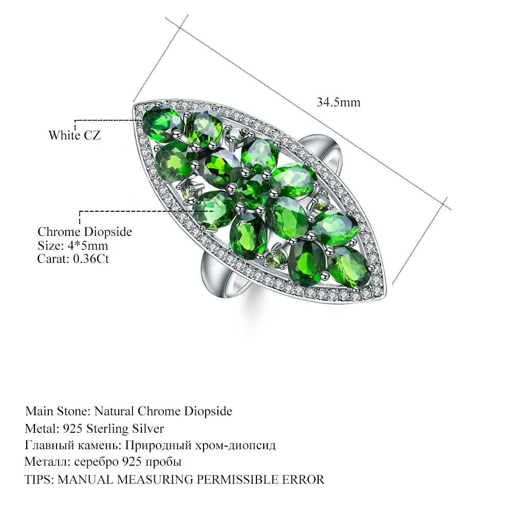 ArtistA Abiding Custom 925 Silver Natural Amethyst Chrome Diopside Bridesmaid Blossoms Big Size Jewelry Sets for Wedding