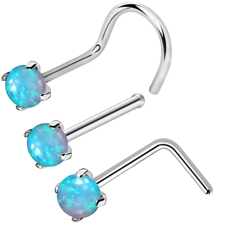 S&S Opal Star Segment Nose Ring Set | Stainless Steel Septum Piercing