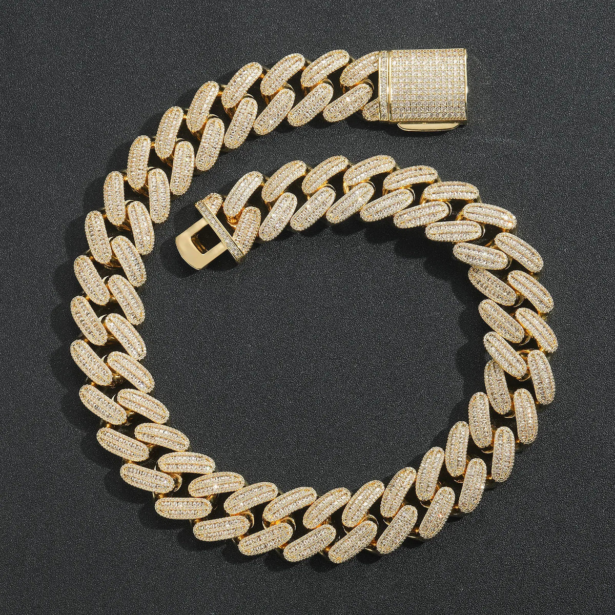 REBEL Bulk Silver/Gold Plated Hip Hop Jewelry Iced Out Brass Cuban Chain Necklace and Bracelet Set for Men Under $100