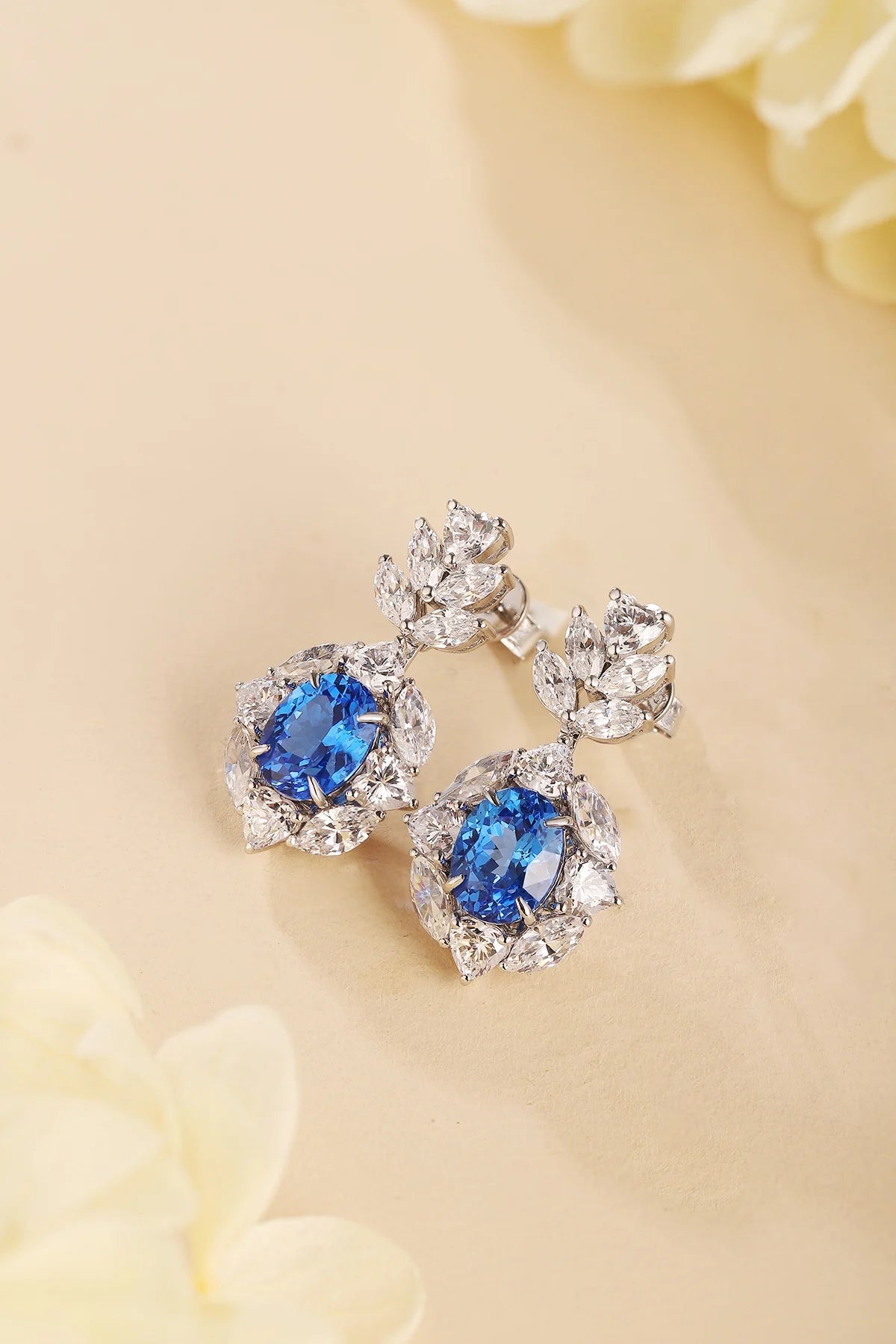 Gemfiori Anster High Quality S925 Lab Grown Sapphire Earring Stud Dainty Gemstone Stud Earrings for Women Daily Wear Gift