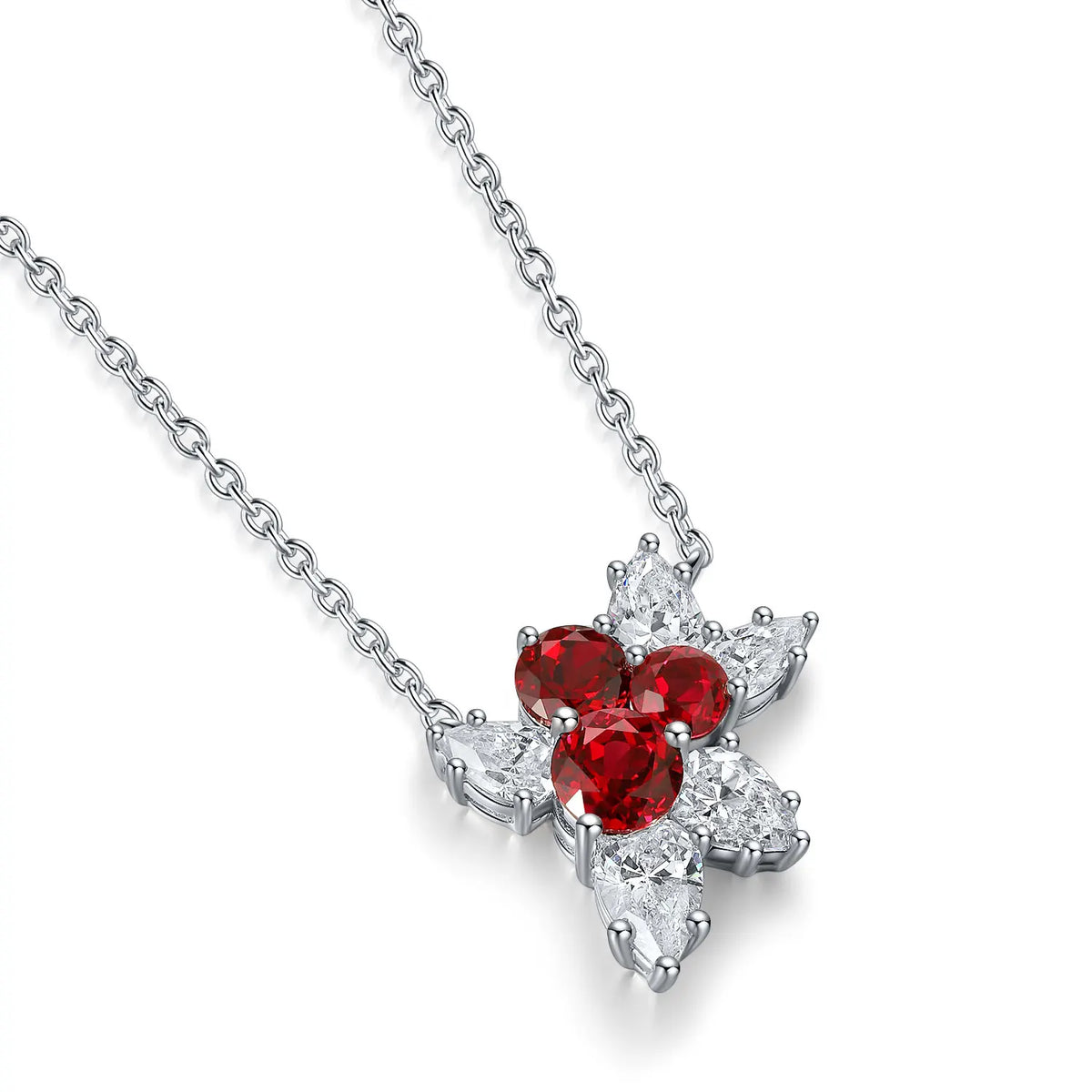 Gemfiori Anster 925 Sterling Silver High-quality Cultivated Ruby Necklace - Suitable for Parties or As a Gift