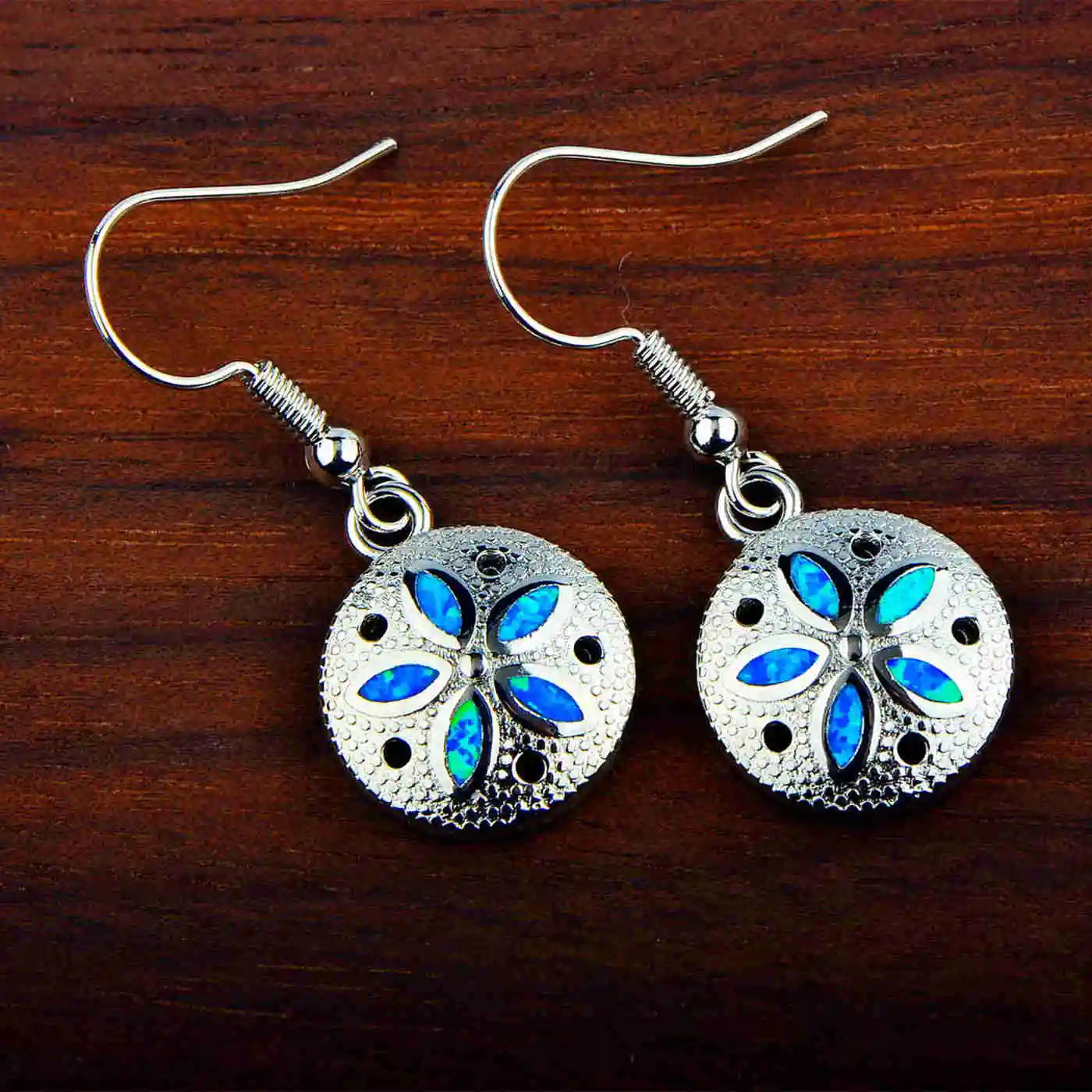 Sparkling Geometric Brass Opal Rectangle Christian Bohemian Style Silver Plated Earrings TikTok Top Seller Ocean Beach Jewelry
