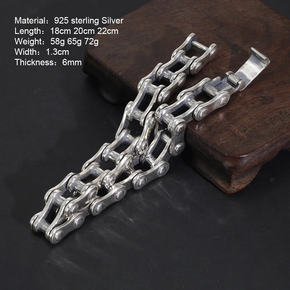 13mm New Arrival Vintage Bicycle Chain Bracelet 925 Sterling Silver for Men Viking Fine Jewelry