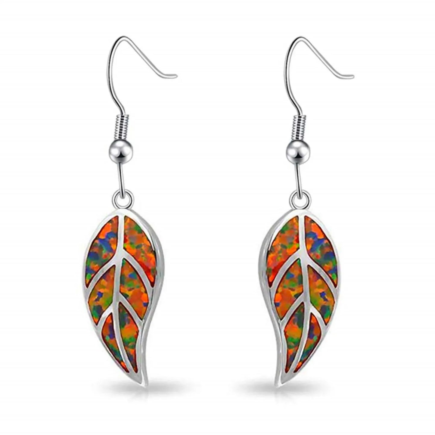TikTok Viral Ocean Leaf Brass Opal Christian Plant Pendant Earrings Boho Beach Dainty Jewelry