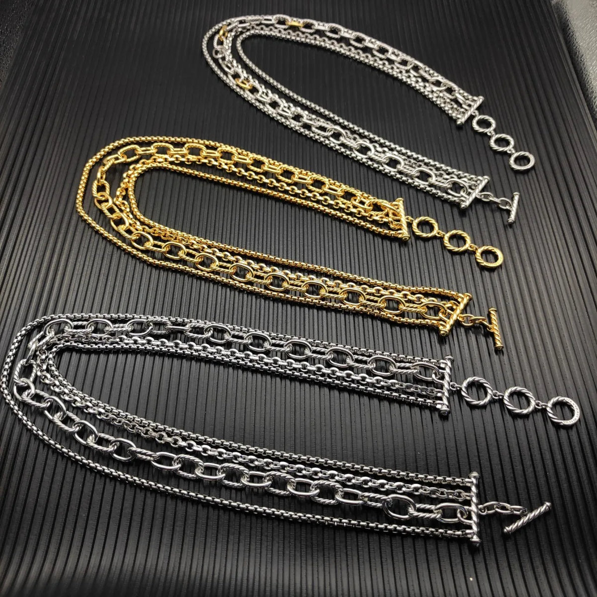 REDheart DY High-Quality Silver-Plated 29mm Multi-Chain Diamond Necklace. Gold-Plated Diamond Necklace. Jewelry .