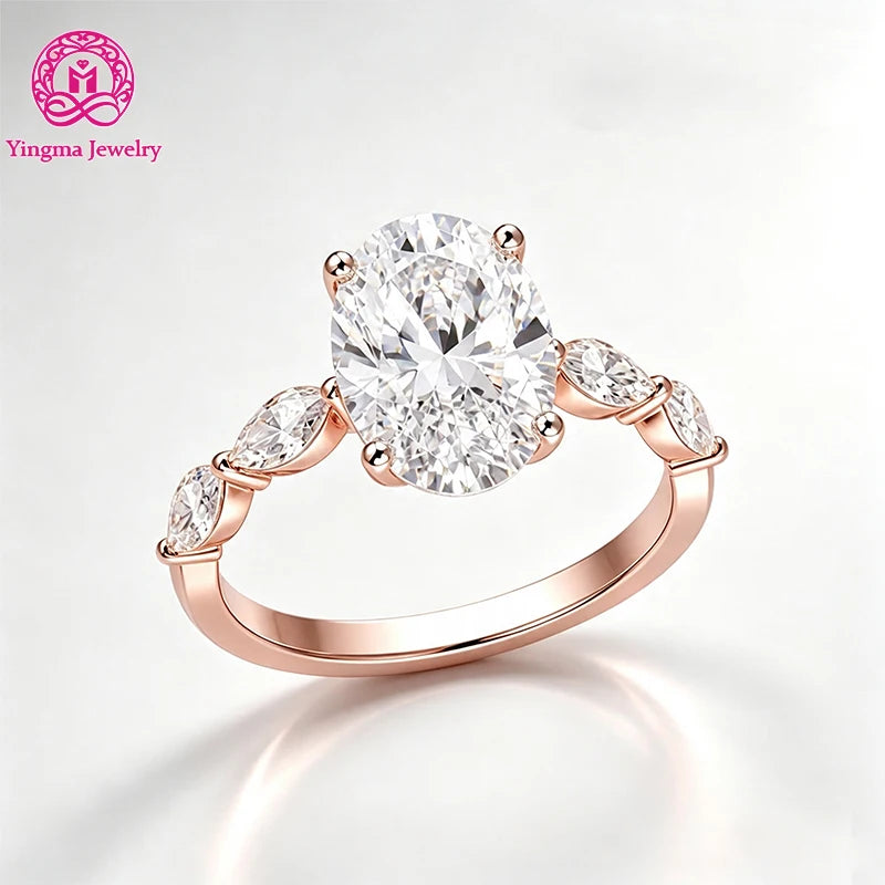 Gioiellieri Refined Oval Cut 2CT D Color VVS2 Lab Grown Diamond Ring 9K 10K 14K 18K Solid Gold PT950 Marquise Side Stones Women Ring