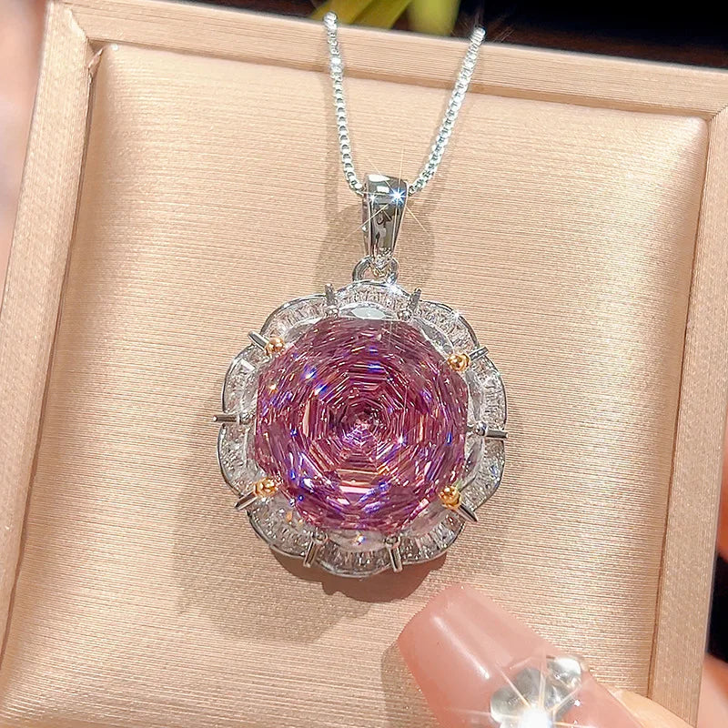 Gemfiori Luxury High Quality Jewelry Set Rose Pink Zircon 3-Piece Set Suitable for Wedding Parties