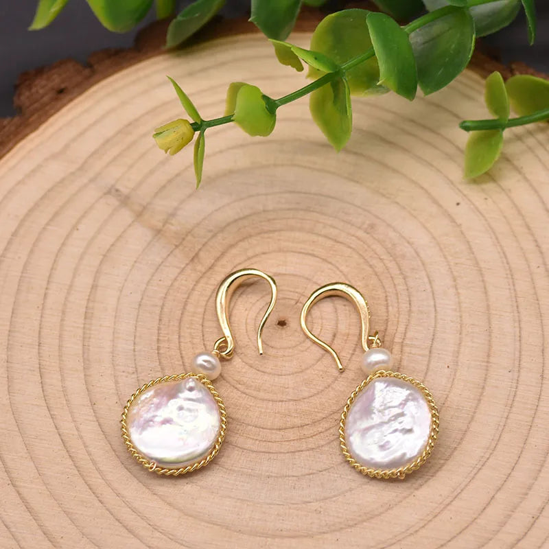 New Yiwu Jewelry Wholesale Natural Baroque Pearl for Women Flower Drop Earrings 18K Gold Plated Fashion Designer Jewelry