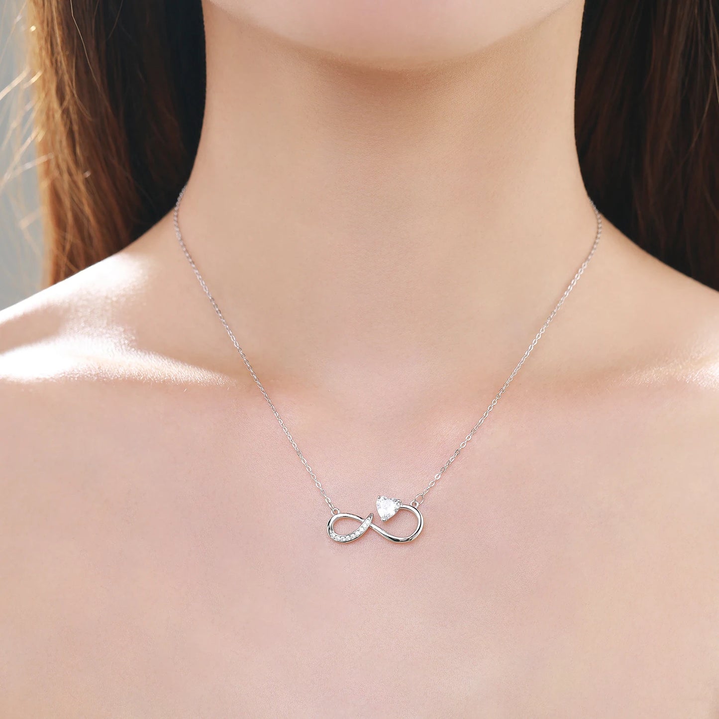 Ailmay 925 Sterling Silver Charm Heart Shining CZ Jewelry Set For Women Romantic Infinite Love Fine Jewelry Valentine's Day Gift