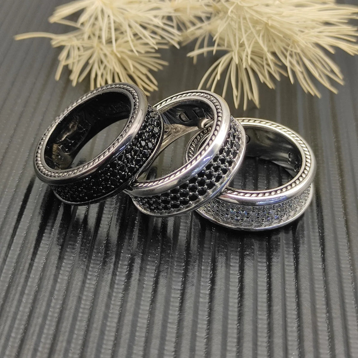 FASHIONISTA DY High-Quality Copper Alloy Silver-Plated 8.5mm Full Diamond Ring, Silver-Plated Diamond-Set Ring, Jewelry