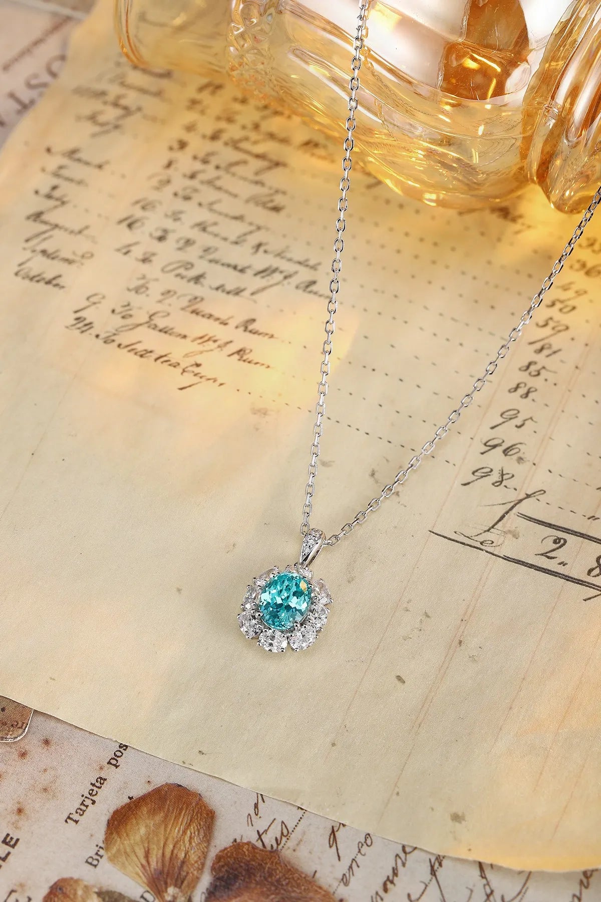 Gemfiori Anster 925 Sterling Silver High-quality Cultivated Paraiba Necklace - Suitable for Parties or As a Gift
