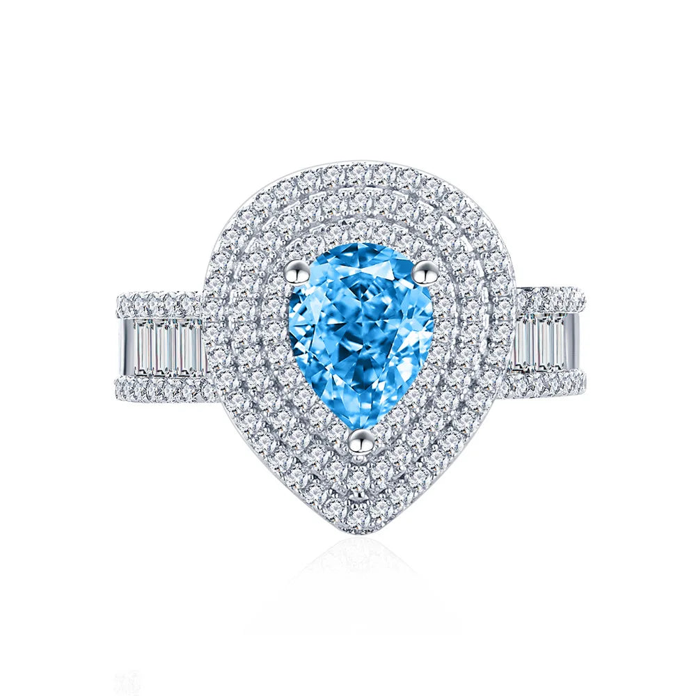 MuShan Jewelry Factory New Luxury Set Push square Full Diamond Pure Silver Ring  Women High Carbon Diamond Light Luxury Jewelry