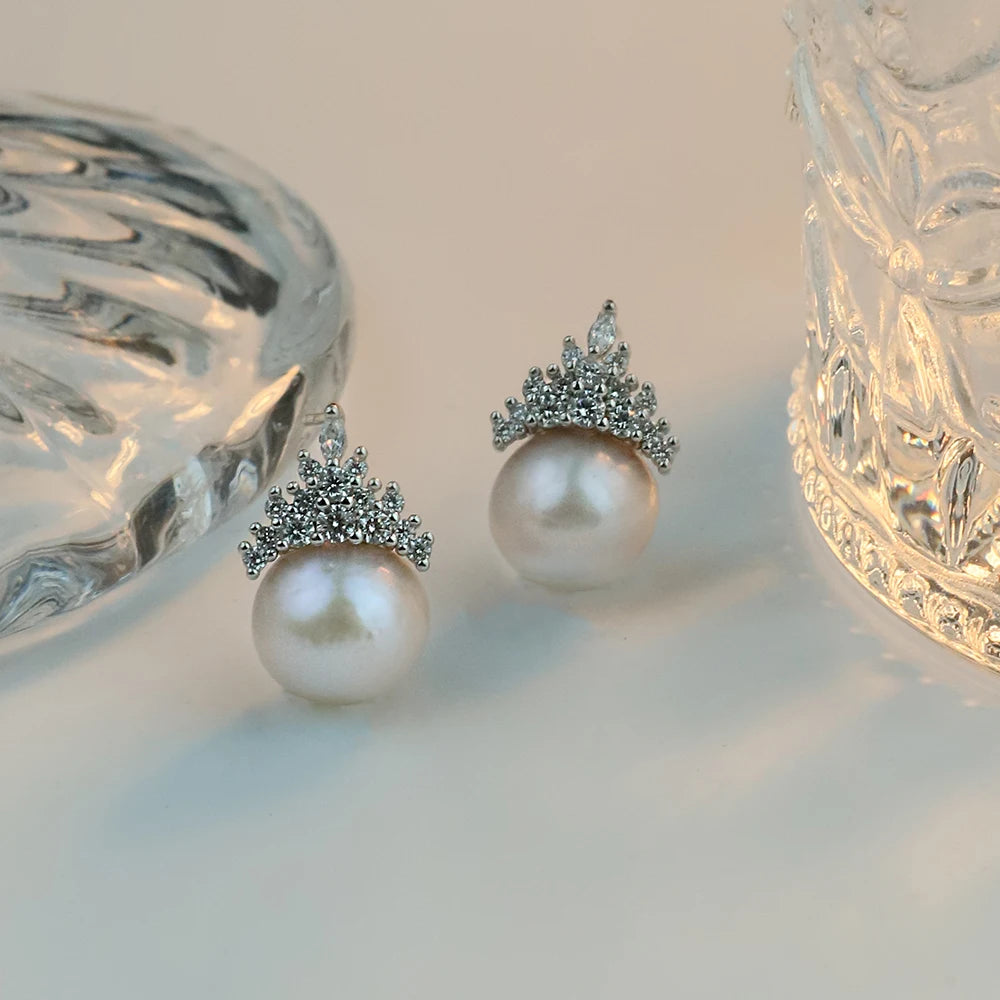 High-quality, Round, Pearl Puddles Earrings Large Natural Pearl Earrings with a Touch of Luxury and Sophistication for Women.