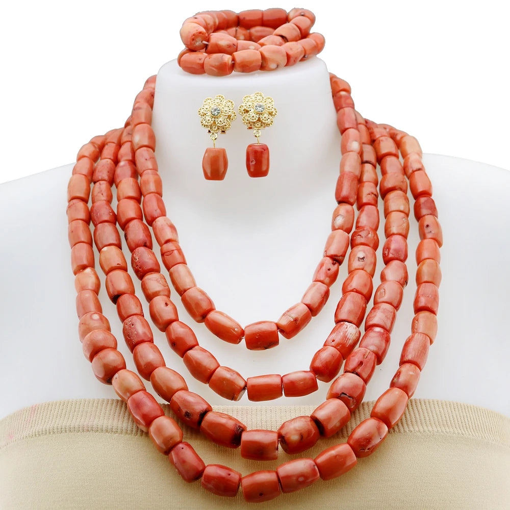 Zhuerrui 24k Gold Plated Saudi Arabia Favorite Design Bohemian Style Women's Coral Jewelry Suitable for Wedding YL409