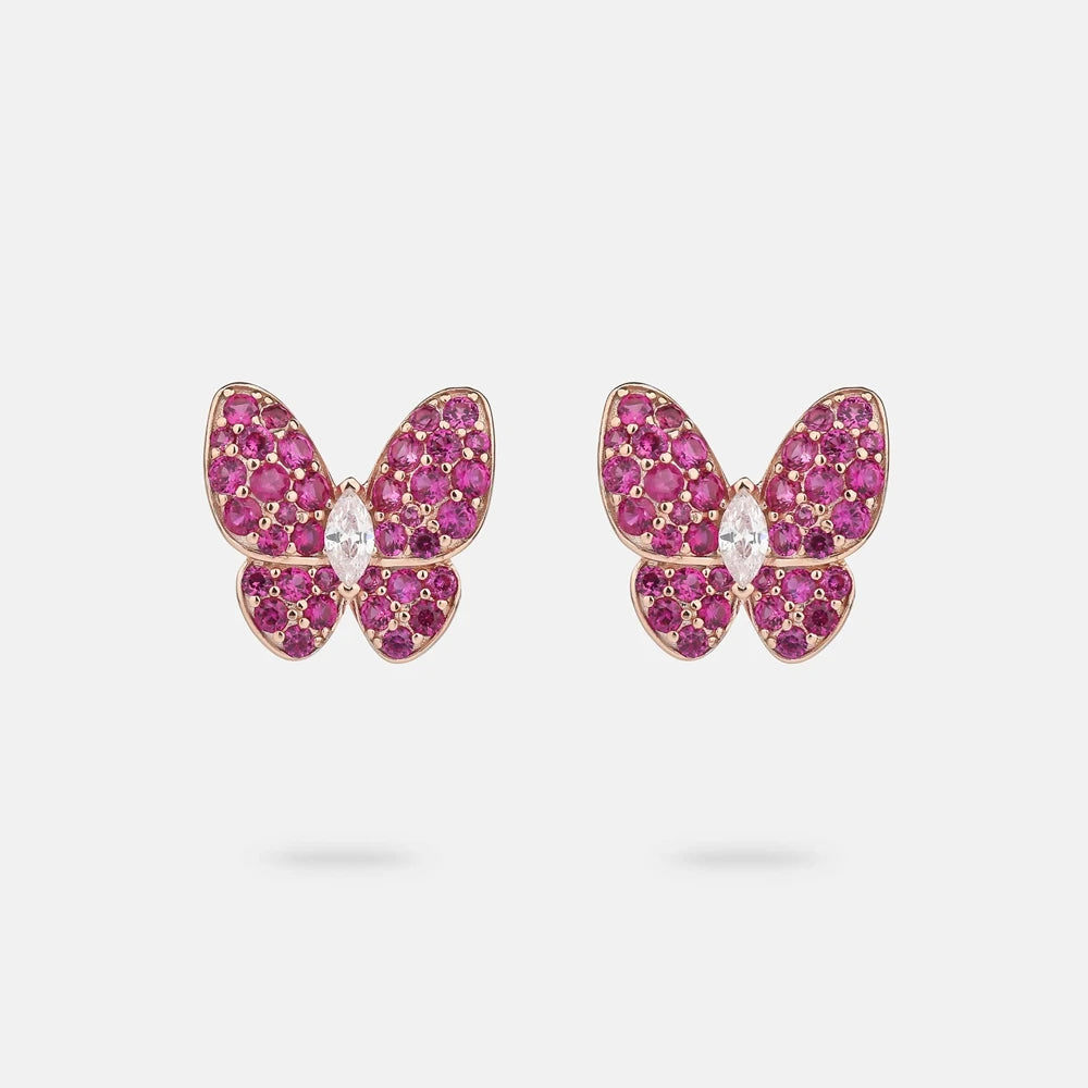 MUSHAN Jewelry Factory S925 Sterling Silver Butterfly Stud Earrings High End and Niche High Carbon Diamond Accessory for Women