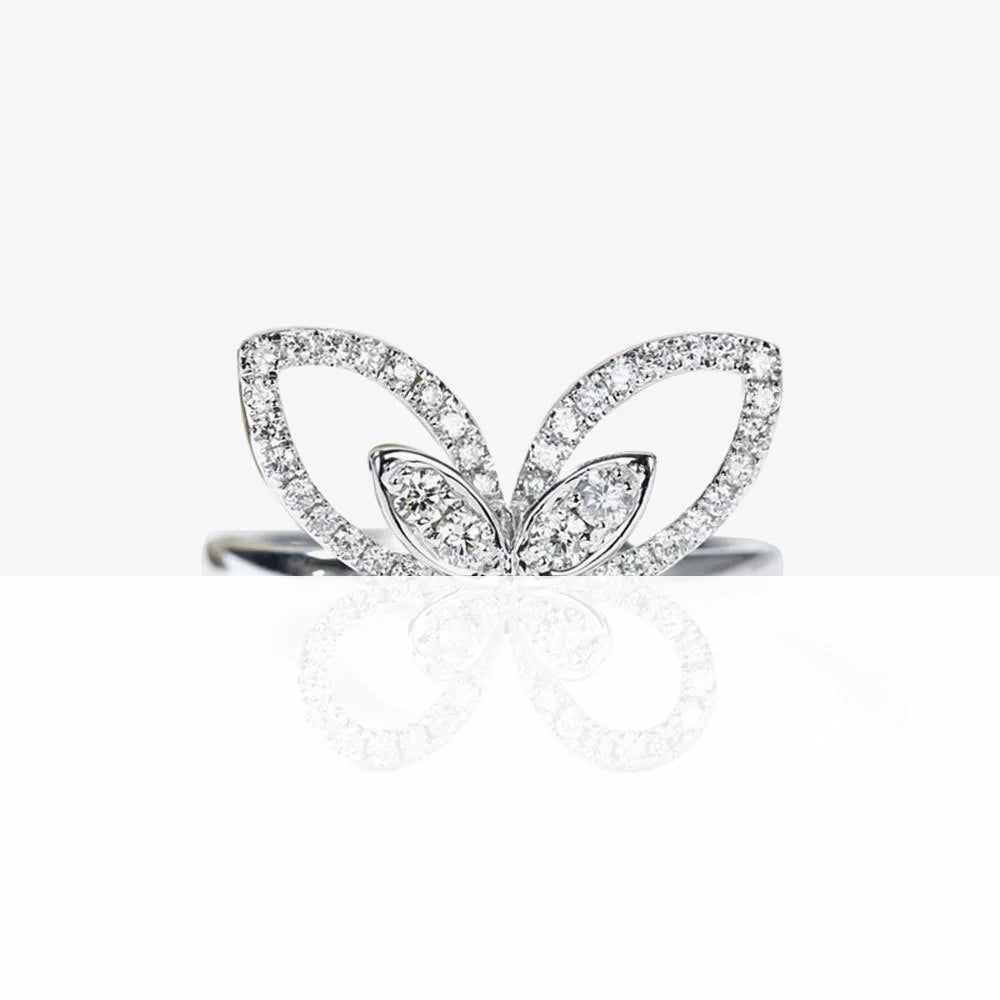 SILVERELLI 925 Silver High Carbon Diamond Butterfly Ring | Platinum Plated | Sizes 7–9