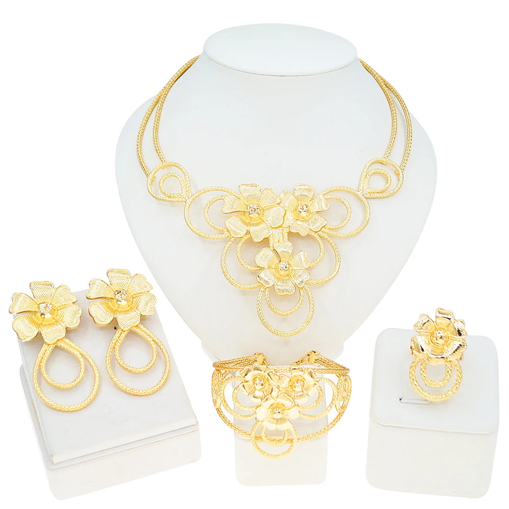 Zhuerrui Italiano Gold Designs Women Jewellery Set Party Fine Costume Jewelry Set Luxury Big Necklace Jewellery Sets X0009730