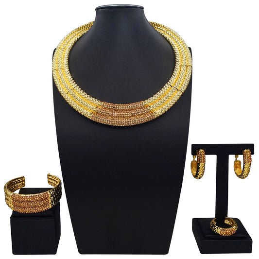 Zhuerrui Italiano Gold Designs Women Jewellery Set Party Fine Costume Jewelry Set Luxury Big Necklace Jewellery Sets I0001920