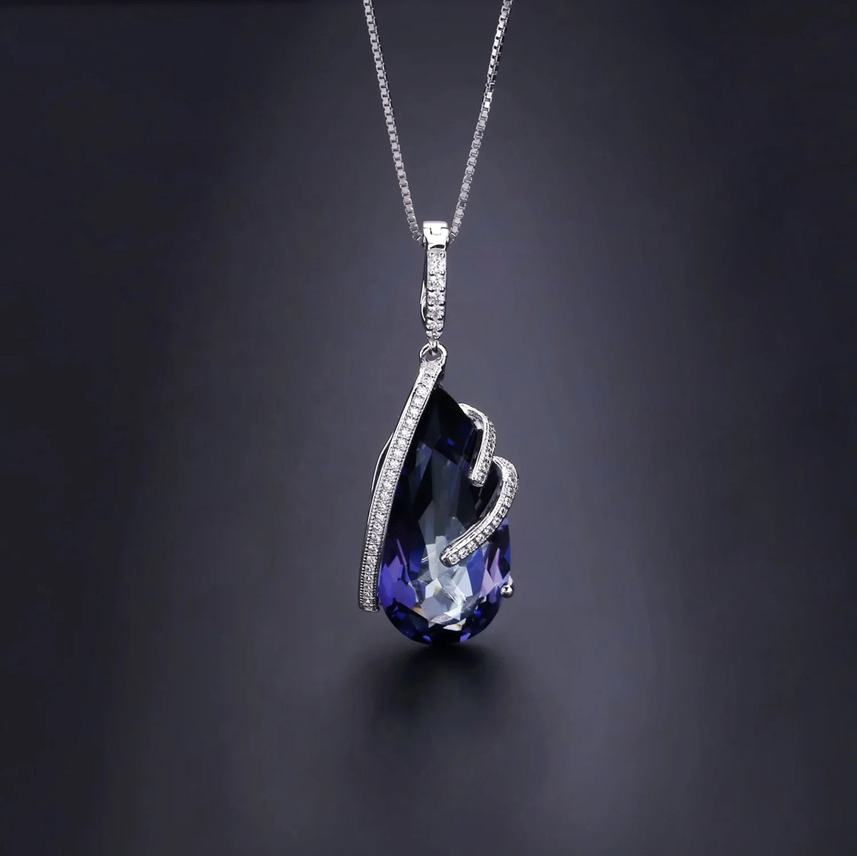 ArtistA Abiding Designer Internationally Trendy Styles Classic Big Blue Lolite Mystic Quartz Gemstone 925 Silver Ring Earring Necklace