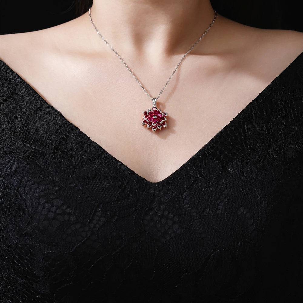 MUSHAN Jewelry Factory S925 Sterling Silver Necklace Women Electroplated White Gold High Carbon Diamond Floral Element Pendant