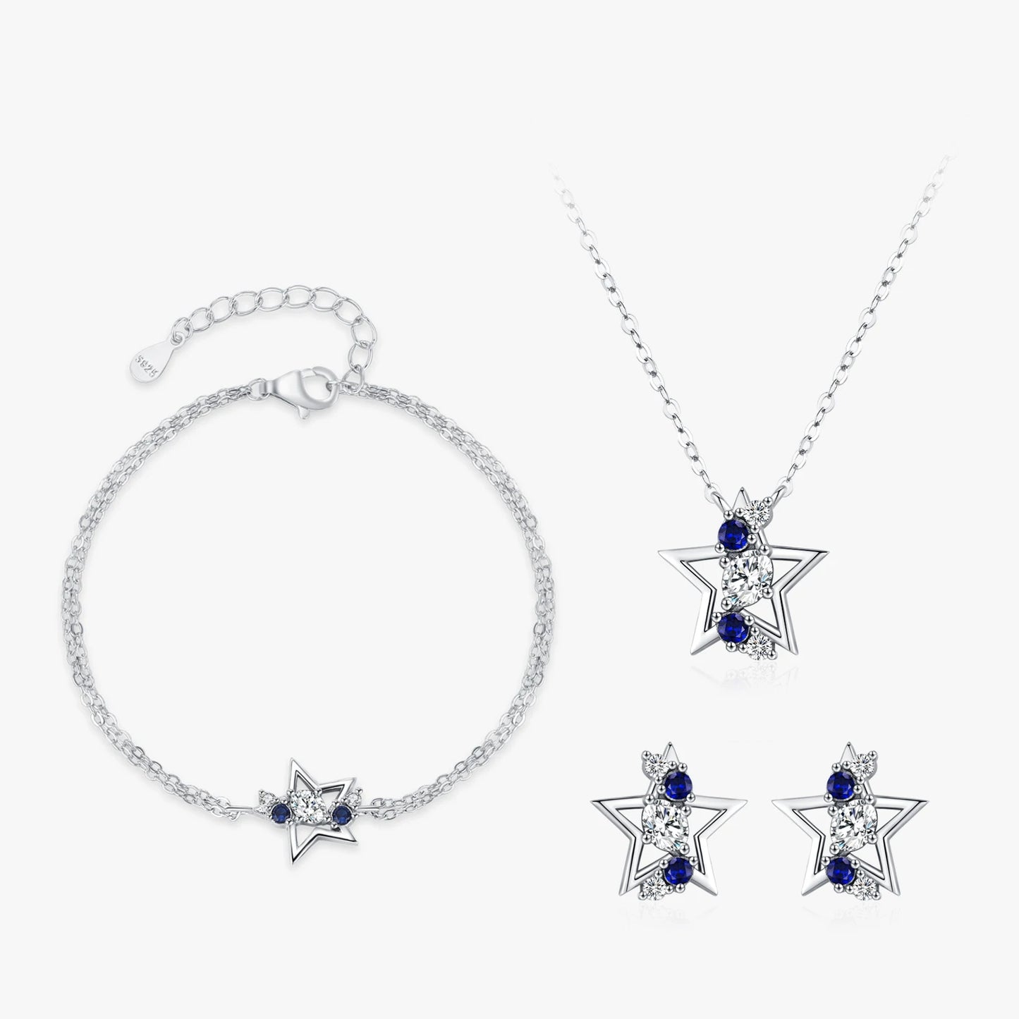 Ailmay Elegant 925 Sterling Silver Water Drop Blue Zircon Pendant Necklace Earrings New Model Jewelry Wedding Gift Set