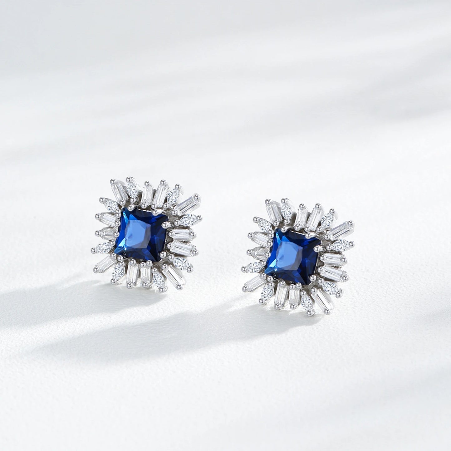 Alimay S925 Sterling Silver Retro square Full Diamond Earrings Geometric Personality Light Luxury Versatile Ear Accessories